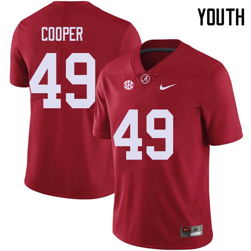 Alabama Crimson Tide Youth William Cooper #49 Red NCAA Nike Authentic Stitched 2018 College Football Jersey NO16P25CU